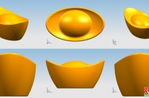 黄金元宝3D打印模型（STL文件）